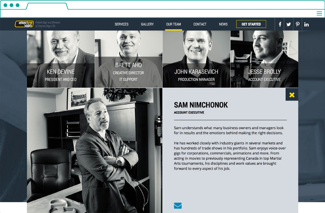 Electrasign website Our Team page
