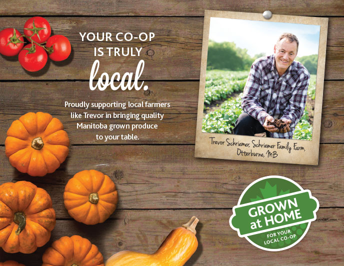 Red River Co-Op Grown at Home tomatoes and pumpkins poster